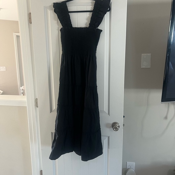 Quince Women 100% Organic Cotton Smocked Midi Dress Black Basic Sleeveless S NWT - Picture 4 of 4